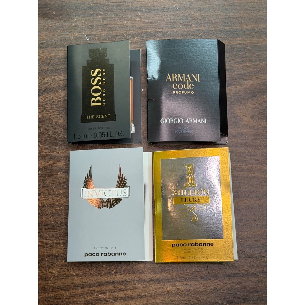 Paco Rabanne 1 Million Invictus Hugo Boss Armani Code Cologne Men Samples 4pcs